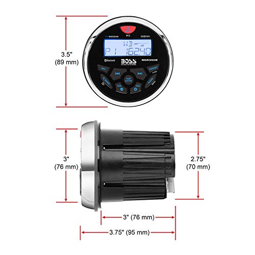 BOSS Audio Systems MGR350B Amplified Bluetooth Boat Gauge Receiver, No DVD