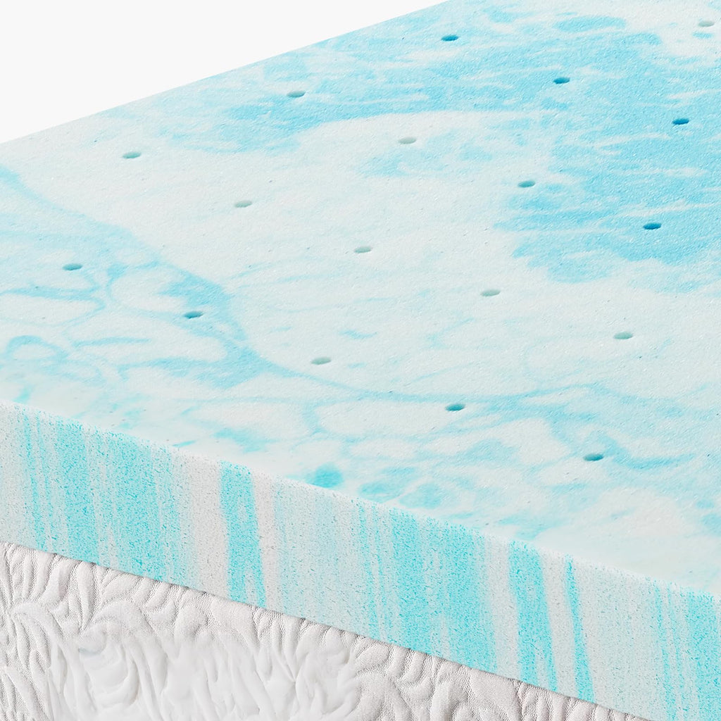OLIXIS 2 Inch Twin Cooling Gel Infused Memory Foam Mattress Topper, Bed Pad | CertiPUR-US Certified, Soft Ventilated Pressure Relieving Bed Pad in a Box, Breathable Plush Feel