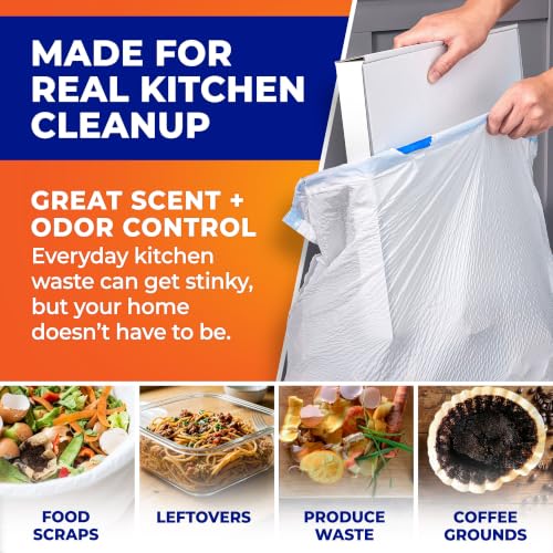 Hefty Ultra Strong 13 Gal Kitchen Trash Bags, Lavender Vanilla, 110ct | Bulk Pack, 13G Tall White Trash Bags with Drawstrings for Kitchen, Resists Leaks, Punctures, Rips, Continuous Odor Control