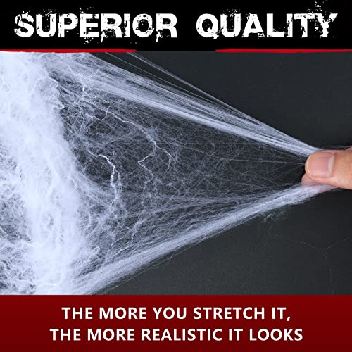 1000 sqft Spider Webs Halloween Decorations with 77 Fake Spiders | Super Stretch Cobwebs for Halloween Indoor and Outdoor Decor