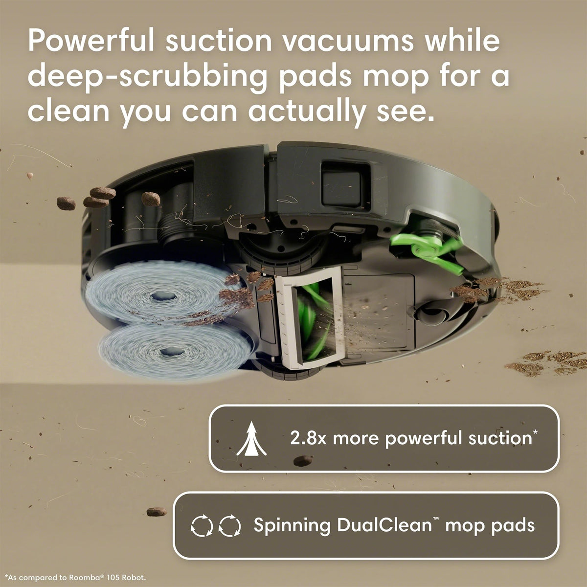 iRobot Roomba 415X Robot Vacuum & Mop Combo, 20,000Pa, 90 Days Self-Emptying, Multifunction Dock Self-Cleaning & Hot Dry, Smart Obstacle Avoidance, Lifting Spinning Mops, Ideal for Pet Hair