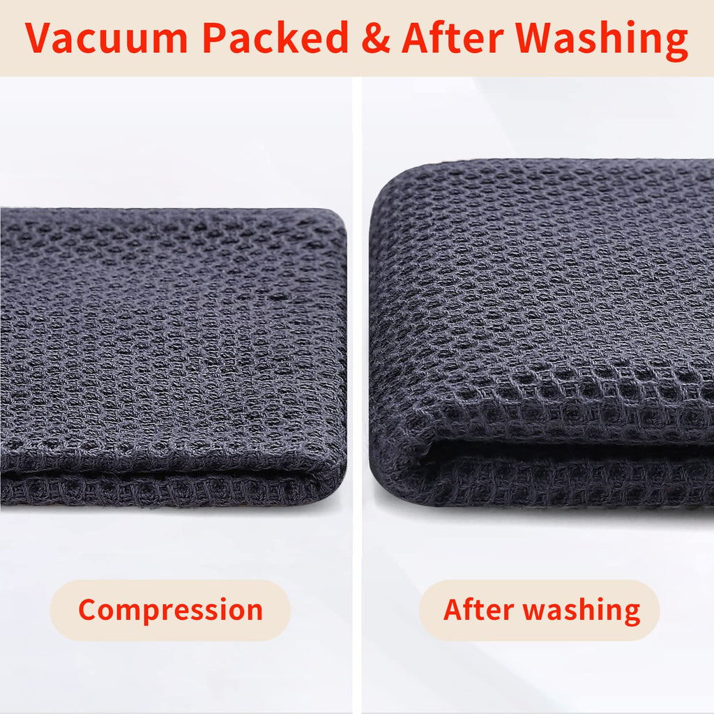 Homaxy 100% Cotton Waffle Weave Kitchen Dish Cloths 6-Pack, Dark Grey | 12 x 12 Inches, Ultra Soft Absorbent Dish Towels, Quick Drying Dish Rags with Hanging Loop