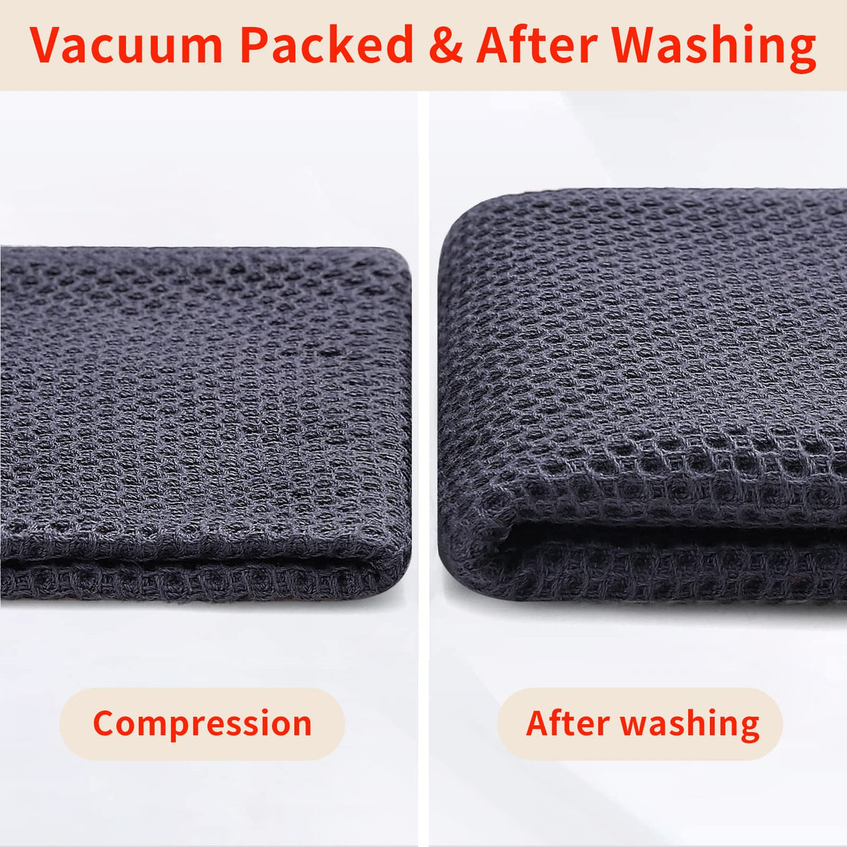 Homaxy 100% Cotton Waffle Weave Kitchen Dish Cloths 6-Pack, Dark Grey | 12 x 12 Inches, Ultra Soft Absorbent Dish Towels, Quick Drying Dish Rags with Hanging Loop