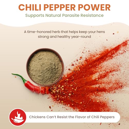 Natural Chicken Dewormer Chili Mix Powder (1 lb) | Herbal Poultry Wormer & Parasite Support for Laying Hens | Egg-Safe Chicken Dewormer for Backyard Flocks | 1 lb Bag