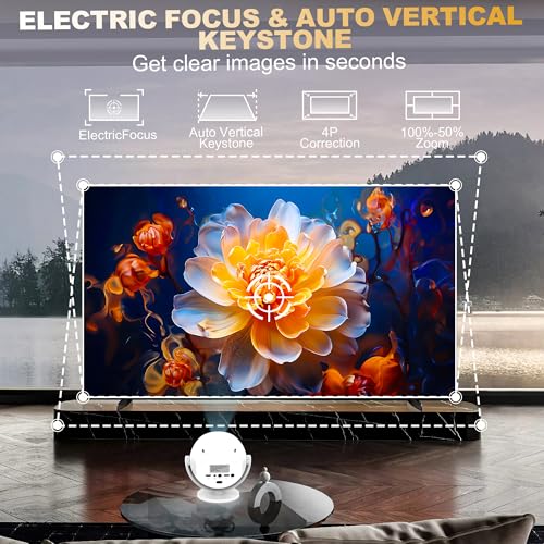 1080P Projector, 400 Lumens Brightness Indoor Outdoor Portable Projector, Cinema Quality Viewing for Home Entertainment