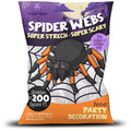 Happy Hippo Halloween Spider Web Decoration, 200 Square Feet & Plastic Spiders, Halloween Party Supplies, Spider Webs (Small, 200 Sq Feet) (8 Fake Spiders Included)