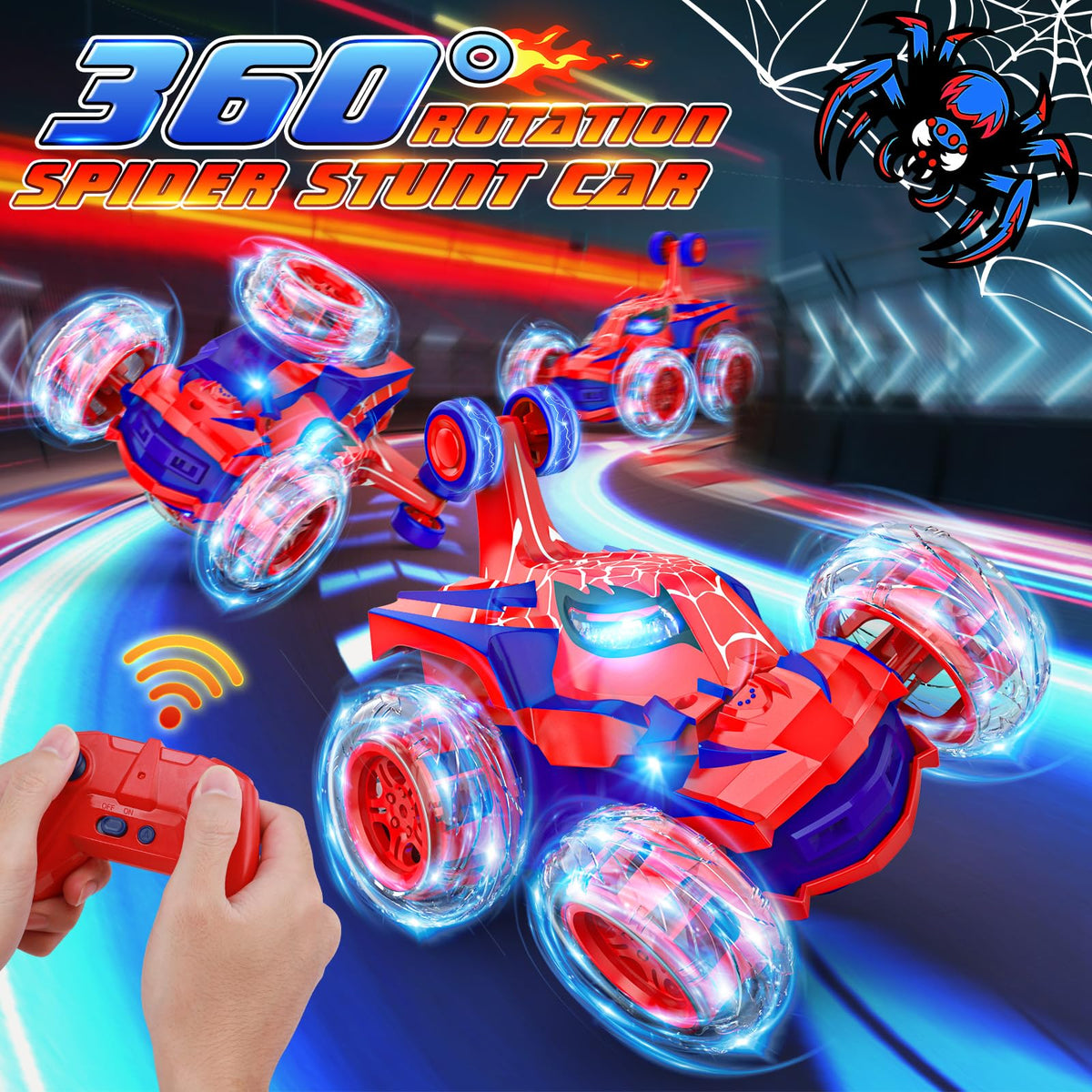 Mafbeanl Remote Control Car Stunt RC Cars 360° Rotating | 2.4GHz Rechargeable Wheel Lights Toys Car Gift for Boys 3 4 5 6 7 8 9 10 11 12