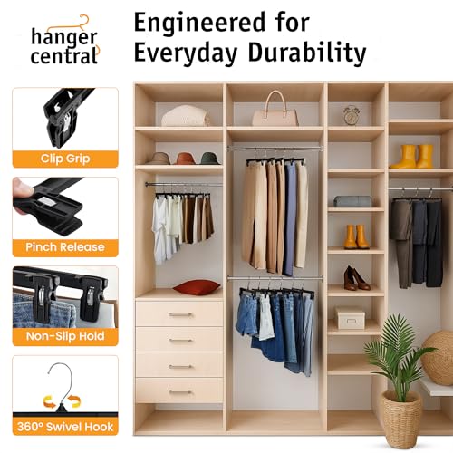 12 inch 30 Pack Pants Hangers Slim Plastic Black