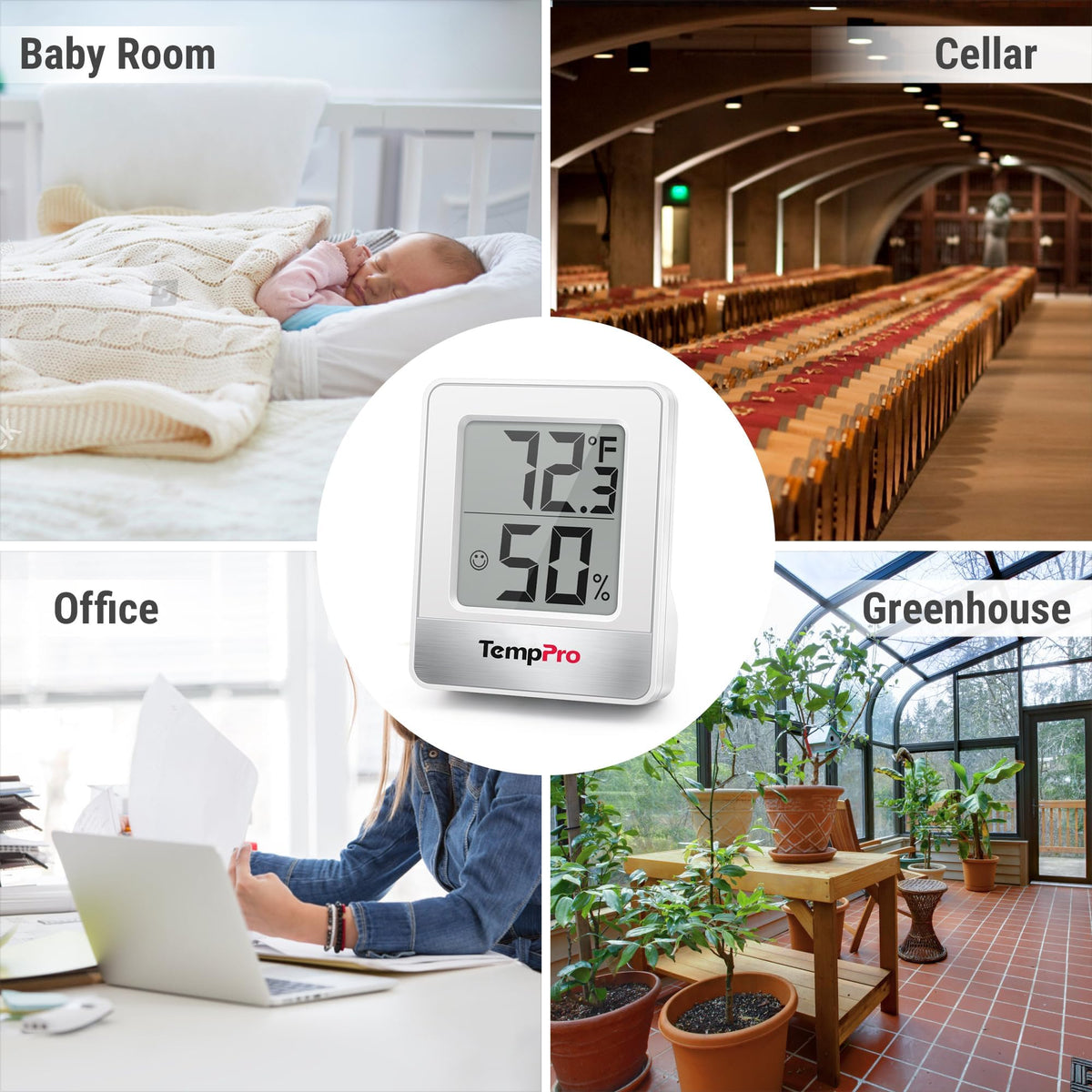TempPro TempAir Digital Hygrometer Indoor Thermometer | Humidity Meter Room Thermometer with Temperature and Humidity Monitor Mini Hygrometer