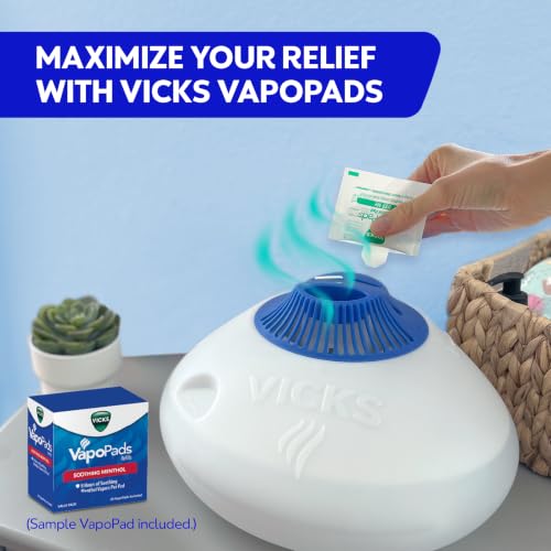 Vicks Warm Steam Vaporizer Humidifier for Medium and Large Rooms, 1.5 Gal | Warm steam humidifier provides warm relief at night for nasal congestion, can be used with VapoPads and VapoSteam