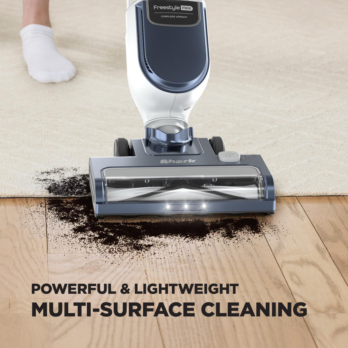 Shark Freestyle Max Cordless Upright Vacuum, Nordic Blue, SV2002 | Multi-Surface Cleaning, Lightweight, Easy Maintenance, Large Dust Cup, 2-Speed Brushroll, LED Headlights