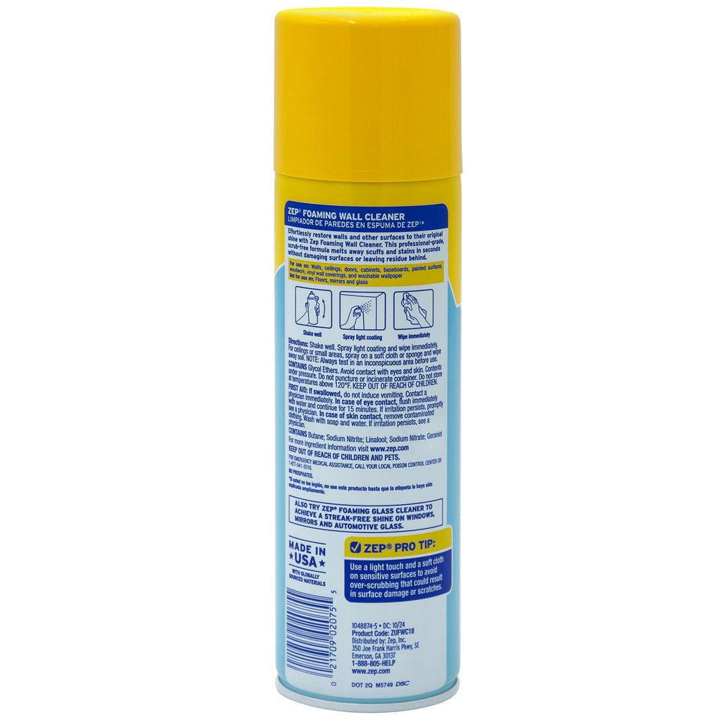 Zep Foaming Wall Cleaner - 18oz - Removes Scuffs & Stains | Removes Stains Without Damaging Finishes