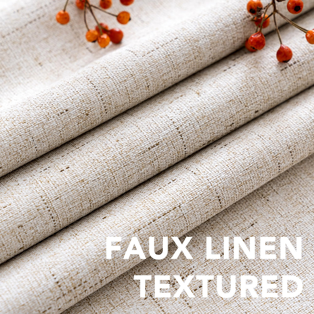 H.VERSAILTEX 100% Blackout Linen Curtains 84" L 2 Panels Natural | Total Black Out Drapes, Room Darkening Thermal Insulated, Grommet, GRS Certified, 52"W x 84"L Each for Bedroom/Living Room