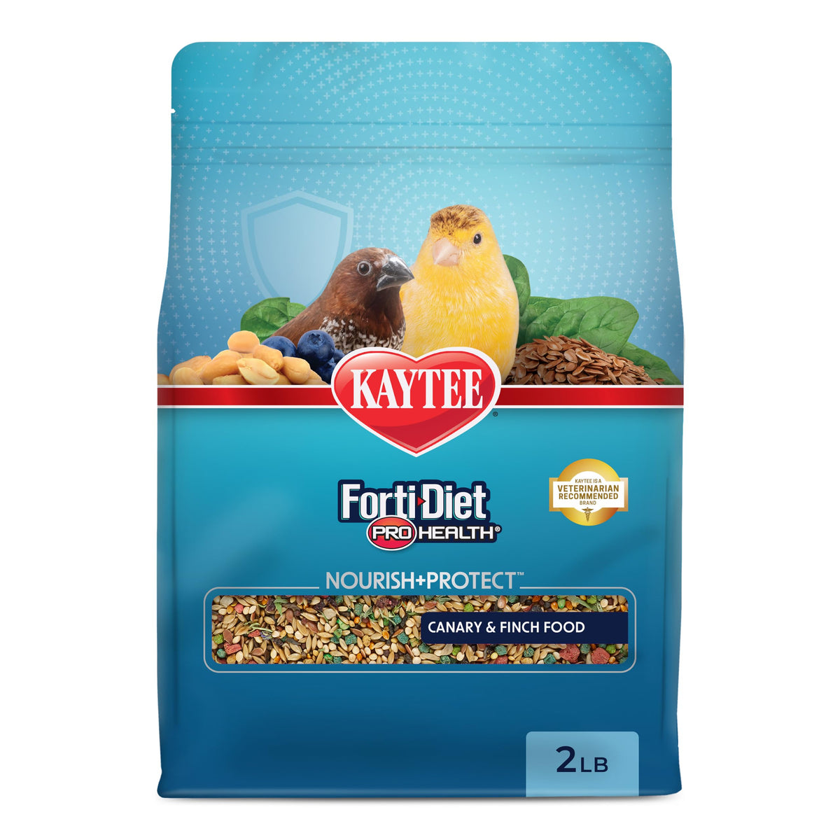 Kaytee Forti-Diet Pro Health Nourish+Protect Canary & Finch Food, 2 Lb | Supports digestion and immunity. Canary food with probiotics and prebiotics. Bird food, omega 3s, naturally preserved