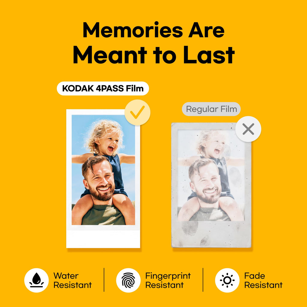KODAK Mini 2 Retro 2x3 Portable Photo Printer, 4PASS, 38 Sheets, White | Bluetooth, iPhone & Android Smartphone Compatible, Smudge-Proof, Water-Resistant, Fade-Resistant