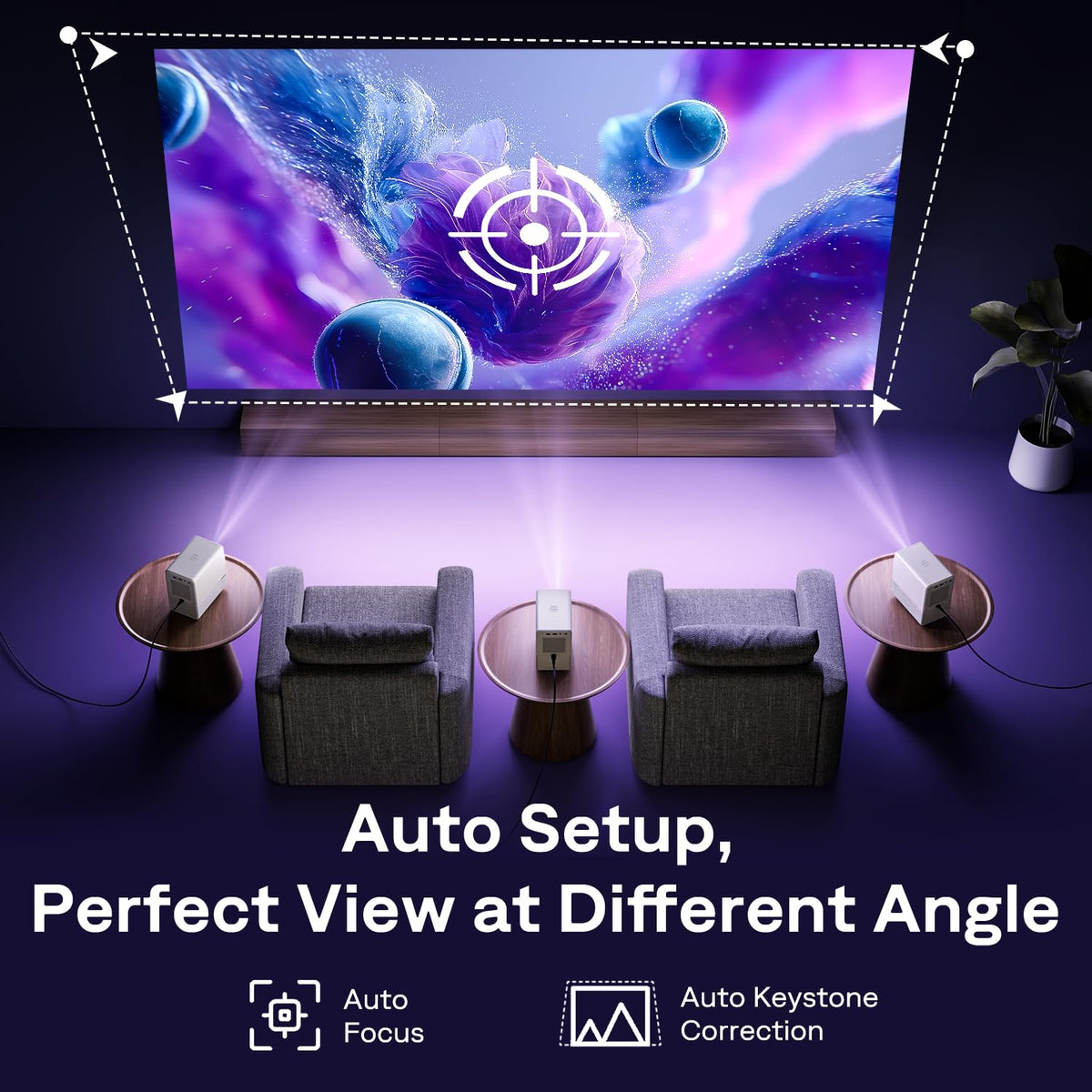 Aurzen Roku TV D1R Cube Smart Outdoor Projector with WiFi and Bluetooth | Roku TV Built-in, Sealed Optical Engine, 1080P FHD, DoIby Audio, Portable Mini Projector for Home/Outdoor Movie Soccer Game