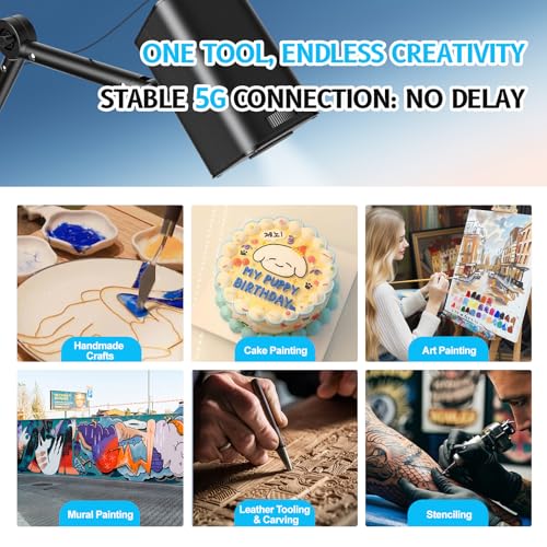 Art Projector for Tracing and Drawing - 5G WiFi & App-Free Web Control | Digital Sketch Projector with Stable Stand for Cookie Decor - Compatible with iOS/Android, Supports Online/Offline