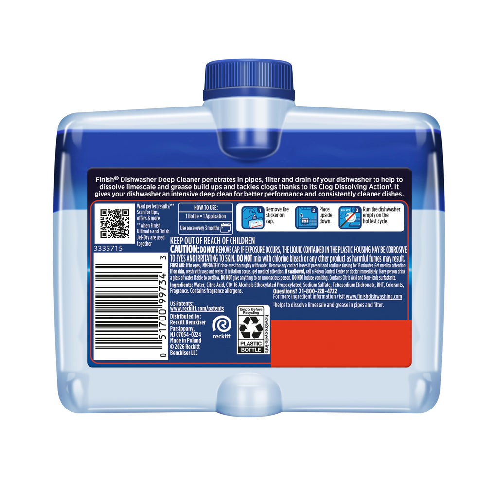 Finish Dishwasher Cleaner Liquid, Limescale Remover, 8.45oz