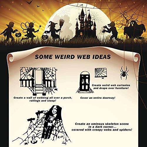 1000 sqft Spider Webs Halloween Decorations with 77 Fake Spiders | Super Stretch Cobwebs for Halloween Indoor and Outdoor Decor