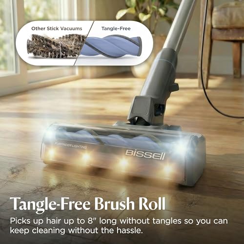 Bissell PowerClean FurFinder Corded Stick Vacuum, HEPA, 4282K | 30-foot power cord; self-standing design; bright headlights; tangle-free brush for pet hair pickup