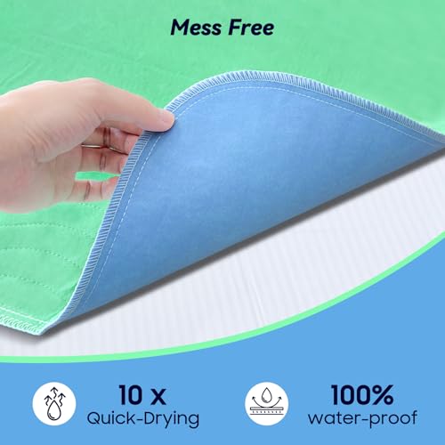 Fygrip 4 Pack 36” x 36” Extra Heavy Absorbency Washable Underpads Bed Pads | WaterProof Quick Drying Nursing Pads Incontinence, Reusable Washable Pee Pads for Dogs, Diaper Changing & Adults