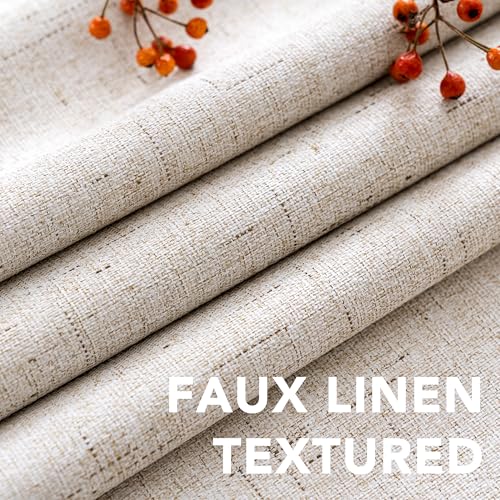 H.VERSAILTEX 100% Blackout Linen Curtains 84" L 2 Panels Natural | Total Black Out Drapes, Room Darkening Thermal Insulated, Grommet, GRS Certified, 52"W x 84"L Each for Bedroom/Living Room