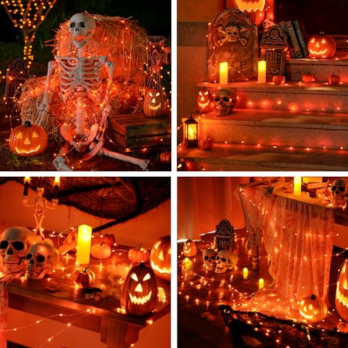 JMEXSUSS 2 Pack Orange Fairy Lights Battery Operated, Total 200 LED 66ft