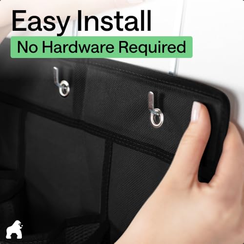GORILLA GRIP Over the Door Shoe Organizer, 24 Large Pockets, Black | Breathable Mesh Pocket, Space Saving Hanging Storage Holder, Closet Rack Hanger for Shoes, Pantry and Bathroom Accessories