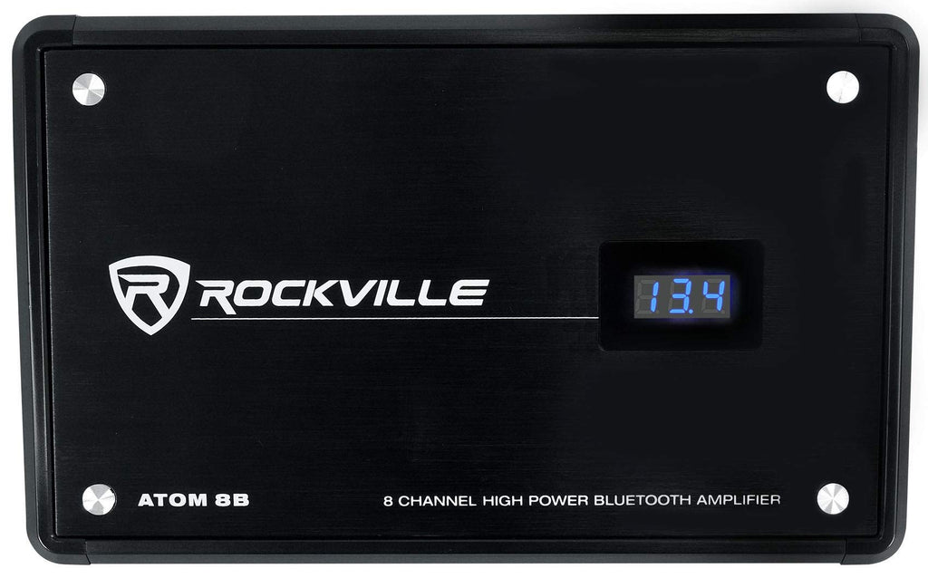 Rockville Atom 8B Black 8-Channel Marine/Boat Amplifier Amp | 3500W Peak, 880W RMS, Bluetooth, 4/6/8-Channel Configurable, Class D, Dual 50-250Hz Crossovers, RCA Line Output