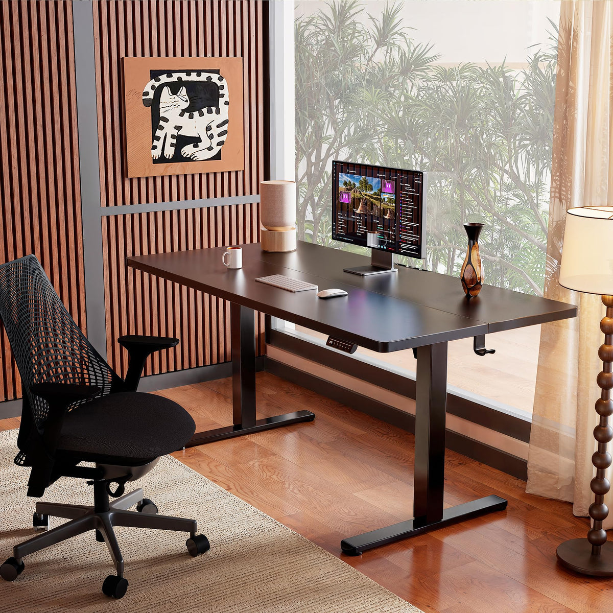 ErGear 48 X 24 Inch Height Adjustable Electric Standing Desk, Black | Stand Up office Desk, Home Office Computer Desk with 4 Memory Presets, Stable Steel Frame, 176 lbs Capacity, Easy Assembly