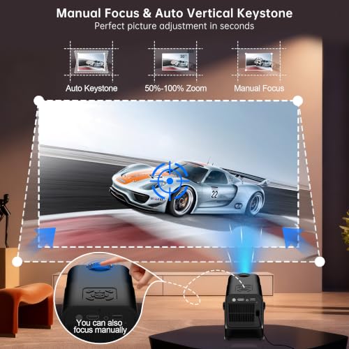 Native 1080P Mini Projector with WiFi and Bluetooth, Portable Projector