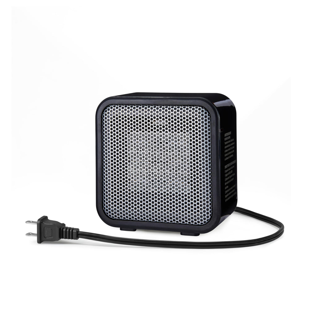 Amazon Basics Ceramic Portable Mini Space Heater for Office Desk, Indoor Use, Fast Heating, 500W, With Tip-Over Protection, Lightweight 1.4 lbs, Black, 5.87"D x 3.15"W x 5.95"H