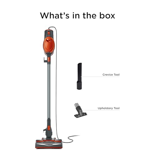 Shark Rocket Corded Stick Vacuum, Carpet & Hard Floors, Gray/Orange, HV301 | Under 9 Lbs., Handheld Conversion, Pet Hair Pickup, Swivel Steering, Low-Profile Reach, Crevice and Upholstery Tools