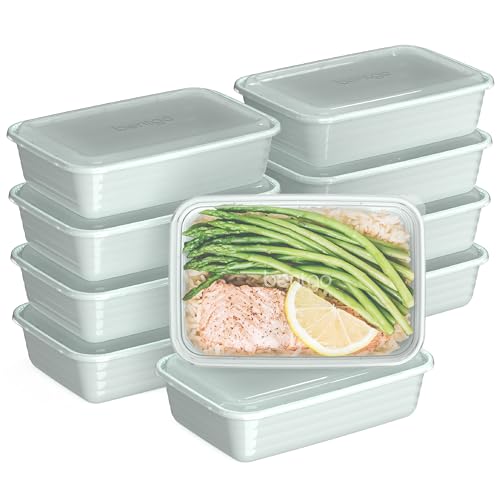 Bentgo Prep Meal Prep Containers with Lids, 20 Piece, PFAS & BPA-Free | 4-Cup Capacity, Portion Control, Stackable, Microwave, Freezer & Dishwasher-Safe, Reusable (Mint)
