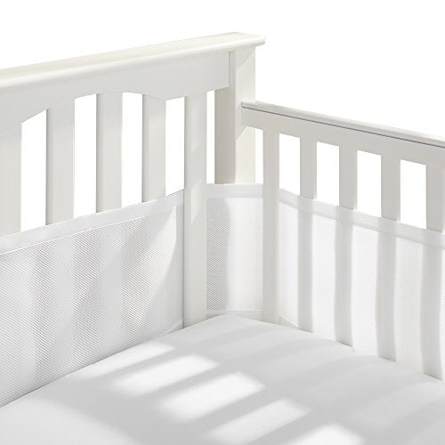 BreathableBaby Breathable Mesh Liner for Full-Size Cribs, Classic 3mm Mesh, White (Size 4FS Covers 3 or 4 Sides)
