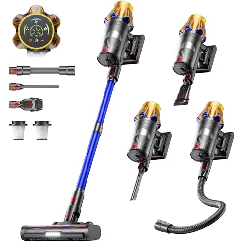 Cordless Vacuum Cleaner, Upgraded 650W 60KPA 70Mins Cordless Stick Vacuum Cleaner with Flexible Hose,Self-Standing,Touch Screen, Anti-tangle Wireless Vacuum Cleaners for Home/Pet Hair/Carpets/Floors