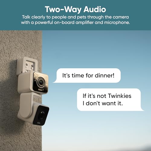 WYZE Duo Cam Pan Indoor/Outdoor IP65 2K 360° Pan/Tilt Smart Home Security Camera with Color Night Vision, Compatible with Alexa & Google Assistant, White