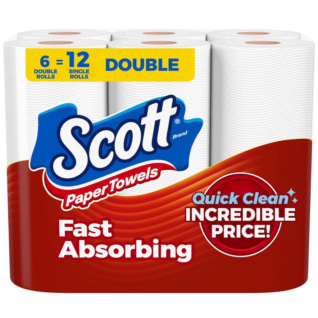 Scott Paper Towels, Choose-A-Sheet, 6 Double Rolls, 108 Sheets Per Roll | Absorbent, Deep-Cleaning Ridges, Virtually Lint-Free, Reliable