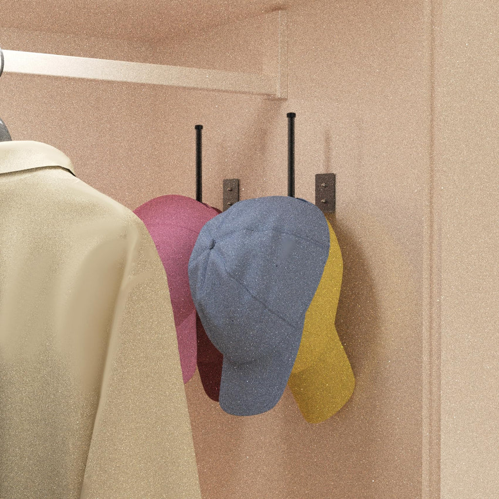Durmmur Stainless Steel Hat Organizer, Hat Rack for Wall,Each Holds 15 Hats | 2P Strong Adhesive/Wall Drilled Hat Holder, Hat Hooks, Hat Hanger Baseball Cap Organizer for Door,Bedroom,Closet(Black 6 in)
