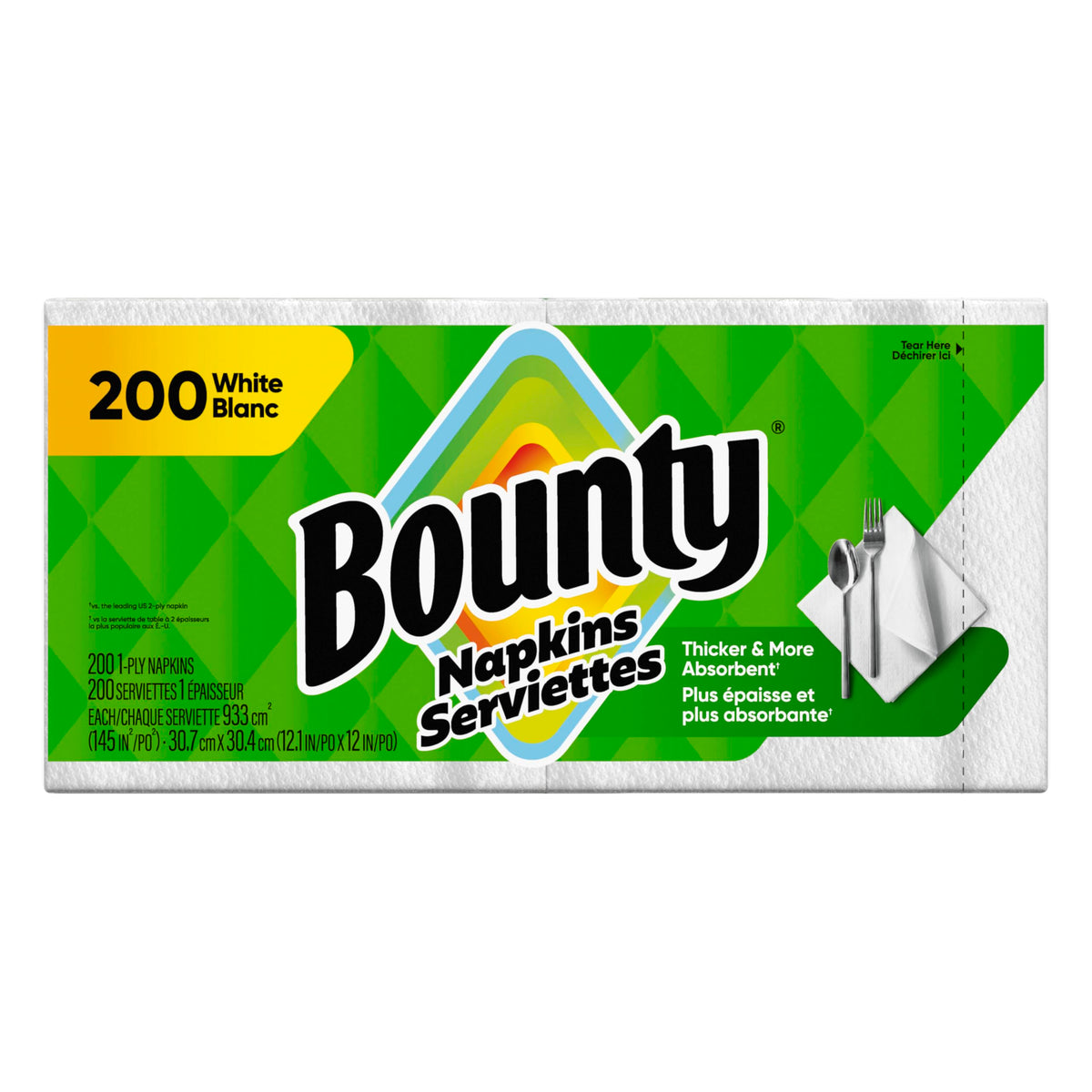 Bounty Paper Napkins, White, 200 Count, Packaging may vary