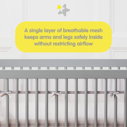 BreathableBaby Breathable Mesh Liner for Full-Size Cribs, Classic 3mm Mesh, White (Size 4FS Covers 3 or 4 Sides)