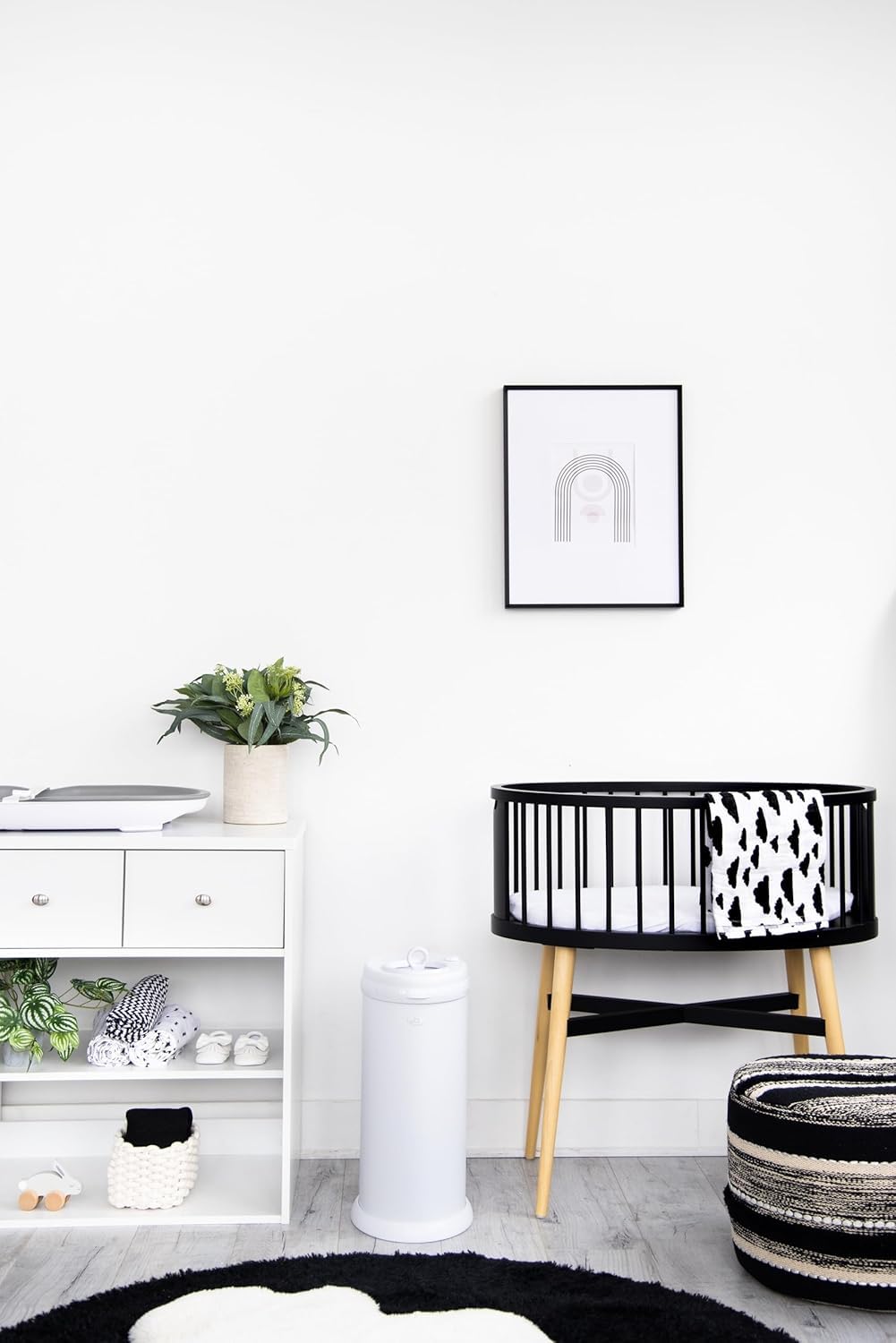 Ubbi Stainless Steel Diaper Pail, No Special Bags, Odor-Locking, White | Award-Winning Registry Must-Have, Childproof Safety Lid with Lock, Holds Up To 55 Newborn Diapers, Modern Nursery Essential