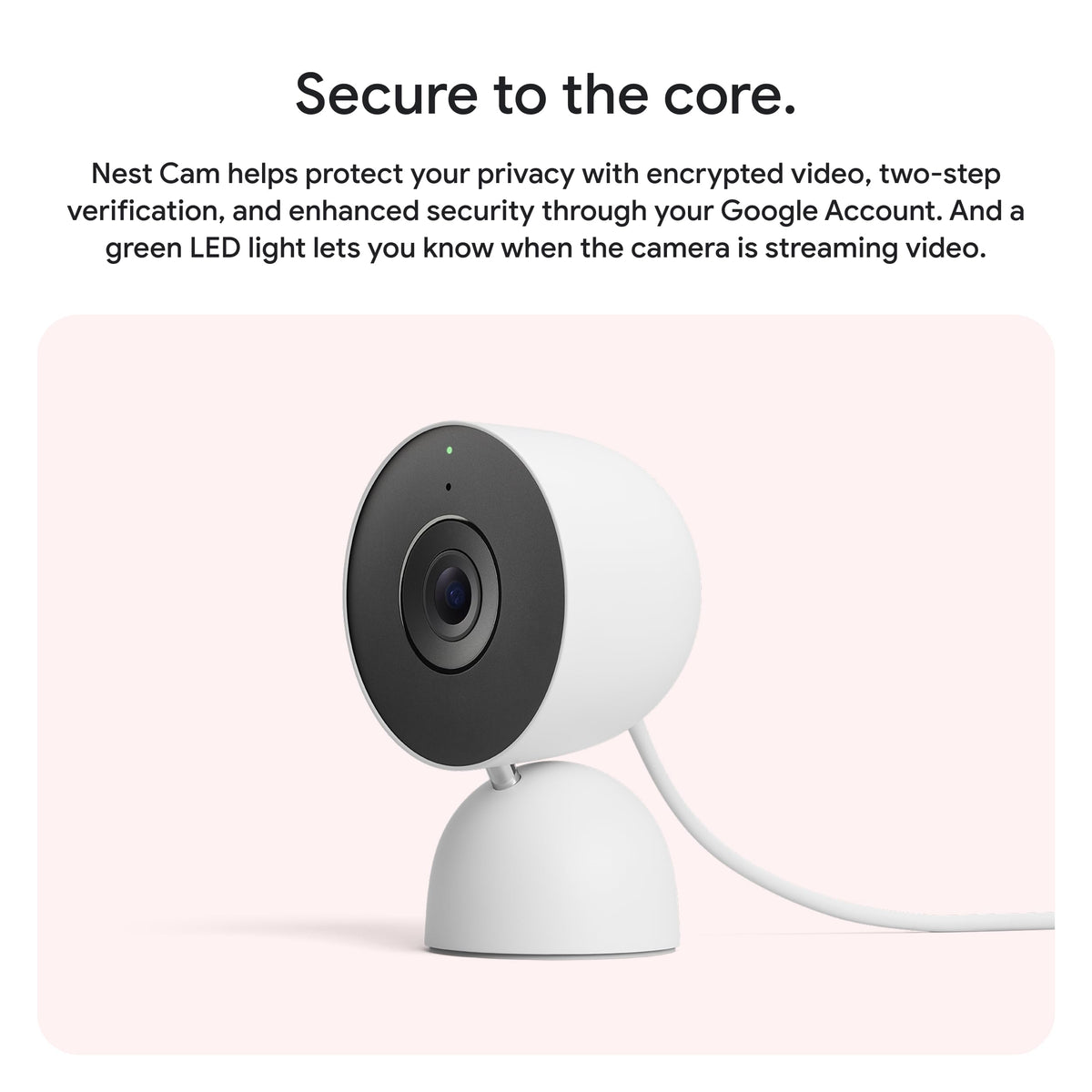 Google Nest Cam Indoor (Wired, 3rd Gen) - Security Camera - 2025 - Snow | 2K video, motion detection, color night vision, 2-way audio, works with Google Home and Gemini, intelligent alerts
