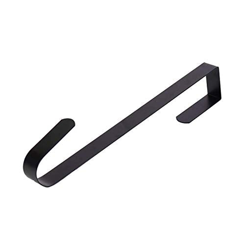Sattiyrch 12" Front Door Wreath Hanger, Ultra Slim Metal Over Door Hook, Damage-Free Hanging for Seasonal & Year-Round Wreaths, Fits Most Doors, Black, 1 Pack