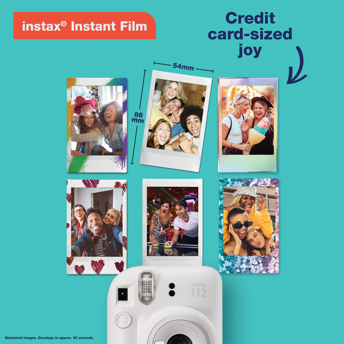 Fujifilm Instax Mini 12 Instant Film Camera - Pastel Blue | Instax Mini 12 with automatic exposure and selfie mirror for photography, scrapbooking and gifting