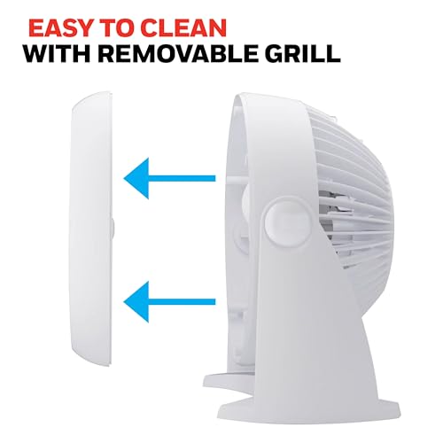 Honeywell TurboForce Air Circulator, Small Tabletop Fan, Quiet Personal Fan for Home or Office, 3 Speeds, 90 Degree Pivoting Head, White, HT-904