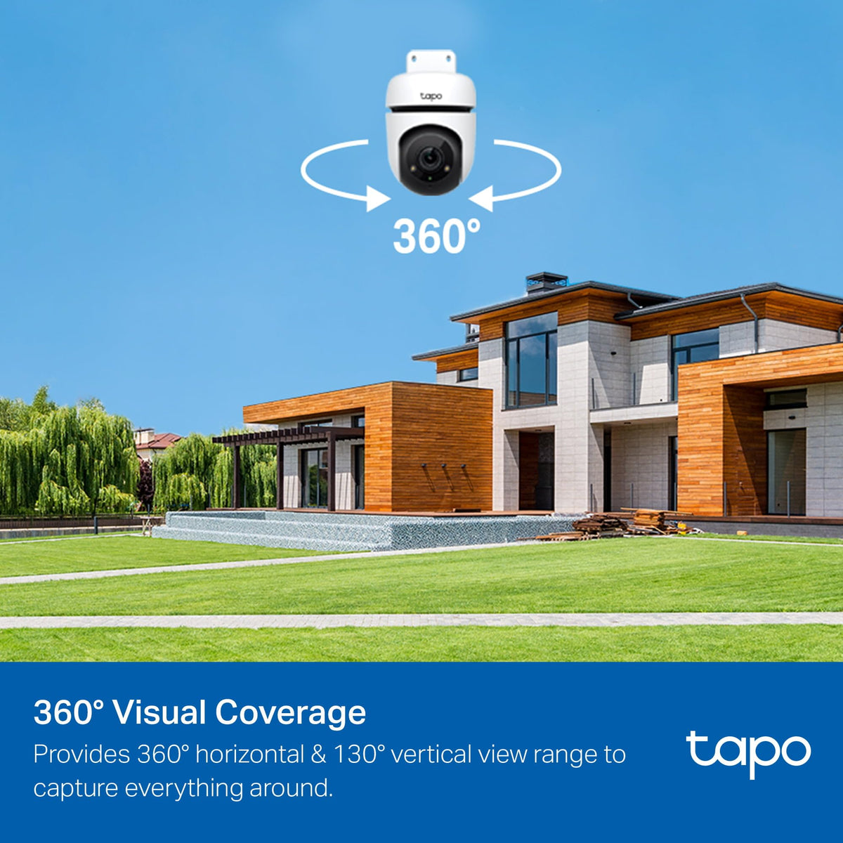 TP-Link Tapo 1080P Outdoor Wired Pan/Tilt Security Camera, C500 | 360° View, Motion Tracking, Works with Alexa & Google Home, Night Vision, Free AI Detection, Cloud & SD Card Storage