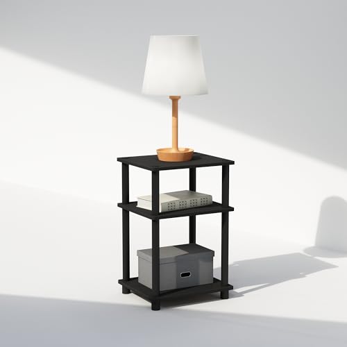 Furinno JUST Toolless 3-Tier Night Stand, Open Storage, Americano | Compact, Narrow Bedside Table, End Table, Side Table, for Bedroom, Dorm