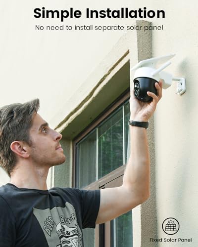 aosu Solar Camera Outdoor Wireless for Home Surveillance,Fixed Solar Panel | Easy to Set up,360° Full Coverage,Auto Person Tracking,2K Clarity&Full-Color Night Vision,Two-Way Talk,2.4GHz WiFi only