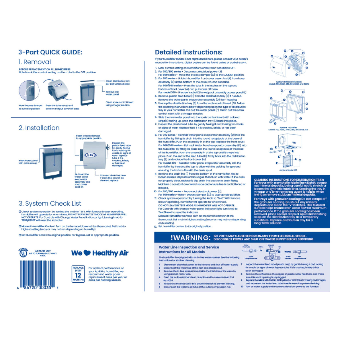 AprilAire 35 Water Panel Humidifier Filter Replacement for AprilAire Whole-House Humidifier Models 300, 350, 360, 560, 560A, 568, 600, 600A, 600M, 700, 700A, 700M, 760, 760A, 768 (Pack of 2)